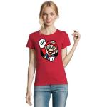 Rote Unifarbene Kurzärmelige Super Mario Mario T-Shirts aus Baumwolle enganliegend für Damen Größe 3 XL 