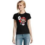 Schwarze Unifarbene Kurzärmelige Super Mario T-Shirts aus Baumwolle enganliegend für Damen Größe 3 XL 