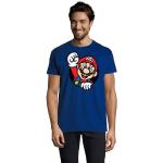 Blaue Unifarbene Kurzärmelige Super Mario Mario T-Shirts aus Baumwolle für Herren Größe 5 XL 