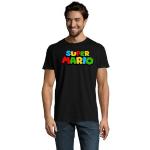 Schwarze Unifarbene Sportliche Kurzärmelige Super Mario Rundhals-Ausschnitt T-Shirts aus Baumwolle für Herren Größe 5 XL 