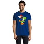 Blaue Unifarbene Oversize Kurzärmelige Super Mario Rundhals-Ausschnitt T-Shirts aus Baumwolle für Herren Größe XXL 