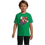 Grüne Unifarbene Casual Kurzärmelige Super Mario Mario T-Shirts aus Baumwolle für Herren 