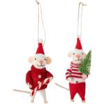 Rote Moderne Bloomingville Weihnachtsanhänger mit Maus-Motiv 2-teilig 