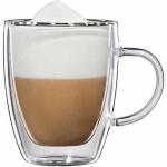 Weiße Bloomix Runde Cappuccinotassen 150 ml mit Kaffee-Motiv aus Glas doppelwandig 6-teilig 