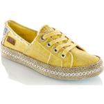 Gelbe Ethno Low Sneaker mit Schnürsenkel aus Canvas für Damen Größe 37 
