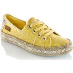 Gelbe Ethno Low Sneaker mit Schnürsenkel aus Canvas für Damen Größe 41 