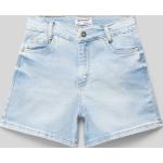 Hellblaue Blue Effect Jeans Shorts für Kinder mit Reißverschluss aus Denim für Mädchen Größe 146 