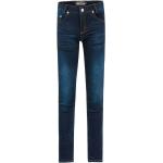 Dunkelgraue Blue Effect Slim Jeans für Kinder mit Nieten mit Knopf aus Denim 
