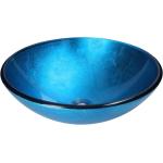 Blue Lagoon Aufsatzwaschbecken Glas Waschschüssel FG318 rund Ø 41,5 cm Handmade