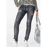 Dunkelblaue Blue Monkey 5-Pocket Jeans mit Reißverschluss aus Baumwolle für Damen Größe XS 