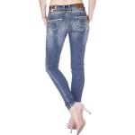 Blaue Blue Monkey Skinny Jeans mit Strass aus Denim für Damen Weite 25 