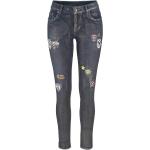 Dunkelblaue Blue Monkey Skinny Jeans mit Reißverschluss aus Baumwolle für Damen Größe XXL 