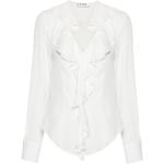 Reduzierte Weiße Elegante Blugirl by Blumarine V-Ausschnitt Festliche Blusen mit Rüschen mit Reißverschluss für Damen Größe L 