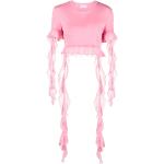 Reduzierte Pinke Blumarine T-Shirts mit Rüschen für Damen Größe M 