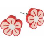 Rote Miniblings Blumenohrstecker handgemacht für Herren zum Schulanfang 