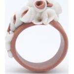 Braune Keramik Ringe aus Keramik mit Koralle handgemacht 