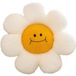 Weiße Emoji Smiley Runde Sitzkissen & Bodenkissen mit Gänseblümchen-Motiv 