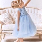 Blaue Elegante Kinderfestkleider aus Tüll für Mädchen 