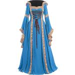 Hellblaue Outlander Mittelalterkleider aus Samt für Damen Größe XL 