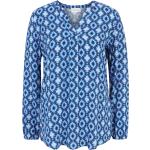 Reduzierte Himmelblaue Langärmelige Cartoon Tunika-Blusen für Damen Größe XS Große Größen 