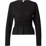 Reduzierte Schwarze Langärmelige V-Ausschnitt Tunika-Blusen aus Polyester für Damen Größe S Große Größen 