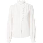 Reduzierte Beige Unifarbene Langärmelige Rich&Royal Stehkragen Tunika-Blusen mit Puffärmeln aus Spitze für Damen Größe M 