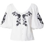 Reduzierte Schwarze Bestickte Halblangärmelige Warehouse Tunika-Blusen mit Puffärmeln für Damen Übergrößen Große Größen 