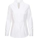 Reduzierte Weiße Langärmelige Seidensticker Nachhaltige Stehkragen Tunika-Blusen für Damen 