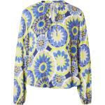 Safrangelbe Blumenmuster Langärmelige Emily Van den Bergh Stehkragen Tunika-Blusen für Damen Größe XL Große Größen 