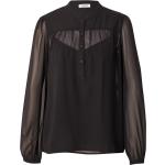 Schwarze Langärmelige Esprit Stehkragen Transparente Blusen & durchsichtige Blusen aus Chiffon für Damen 