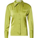 Reduzierte Hellgrüne Langärmelige Warehouse Festliche Blusen aus Satin für Damen Übergrößen Große Größen 