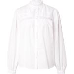 Reduzierte Weiße Langärmelige Emily Van den Bergh Stehkragen Tunika-Blusen mit Puffärmeln aus Spitze für Damen Größe XS Große Größen 