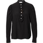 Schwarze Langärmelige Freequent Stehkragen Tunika-Blusen mit Puffärmeln für Damen Übergrößen Große Größen 