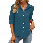 Grüne Business V-Ausschnitt Tunika-Blusen aus Musselin für Damen Größe M für den für den Sommer 