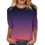 Violette Bestickte Elegante 3/4-ärmelige T-Shirts für Damen Größe M für den für den Sommer 
