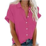 Pinke Elegante V-Ausschnitt Festliche Blusen mit Knopf aus Seide für Damen Übergrößen Große Größen für den für den Sommer 