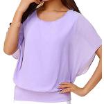 Khakifarbene Unifarbene Casual Rundhals-Ausschnitt T-Shirts aus Chiffon für Damen Übergrößen für den für den Sommer 