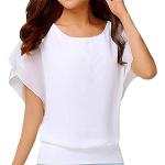 Petrolfarbene Unifarbene Casual Rundhals-Ausschnitt T-Shirts aus Chiffon für Damen Größe 4 XL für den für den Sommer 