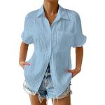 Reduzierte Petrolfarbene Casual V-Ausschnitt Transparente Blusen & durchsichtige Blusen aus Chiffon für Damen Größe 4 XL Große Größen für den für den Sommer 