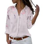 Pinke Unifarbene Elegante Langärmelige V-Ausschnitt Kaschmir-Pullover mit Knopf aus Chiffon für Damen Größe XXL für den für den Sommer 