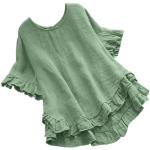 Grüne Vintage Rundhals-Ausschnitt Festliche Blusen mit Rüschen aus Spitze für Damen Übergrößen Große Größen für den für den Sommer 