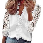 Weiße Gestreifte Vintage Damenfanshirts aus Chiffon Größe L für den für den Sommer 