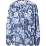 Reduzierte Blaue Blumenmuster Langärmelige Lieblingsstück Nachhaltige Tunika-Blusen für Damen Größe XS Große Größen 