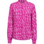 Reduzierte Pinke Langärmelige Lieblingsstück Nachhaltige Stehkragen Tunika-Blusen für Damen Größe M Große Größen 