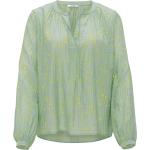 Reduzierte Neongrüne Langärmelige Opus Nachhaltige Tunika-Blusen mit Cutwork aus Polyamid für Damen Größe M Große Größen 