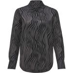 Dunkelgraue Animal-Print Langärmelige Opus Nachhaltige Tunika-Blusen aus Polyester für Damen Übergrößen Große Größen 