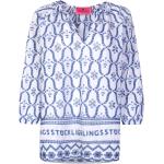 Reduzierte Royalblaue Bestickte Lieblingsstück Nachhaltige Tunika-Blusen durchsichtig für Damen Größe S Große Größen 