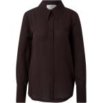 Reduzierte Braune Langärmelige Tunika-Blusen mit Knopf aus Seide für Damen Übergrößen Große Größen 