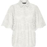 Weiße Bestickte Kurzärmelige Vero Moda Tunika-Blusen für Damen Größe M 