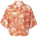 Reduzierte Orange Blumenmuster Kurzärmelige ONLY Tunika-Blusen aus Leinen für Damen Größe XL 